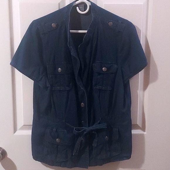 Size 16 Short Sleeve Denim Utility Jacket/Top - Picture 3 of 11